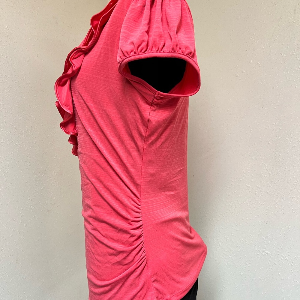 Coral pull over blouse in a bright beautiful Coral by Heartsoul in large - Picture 3 of 5